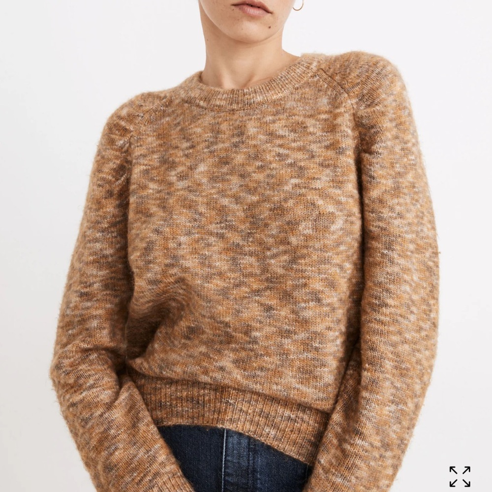 Madewell Women’s Space Dye Pleat Sleeve Wool Blend Pullover Sweater